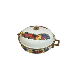 Metro enameled casserole+lid-fruit pattern-vitroceramic-induction/electric/gas